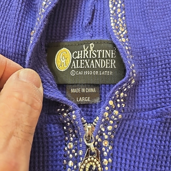 Christine Alexander Your Royal Highness Bejeweled Hoodie Purple Size L 💜 - Picture 5 of 10